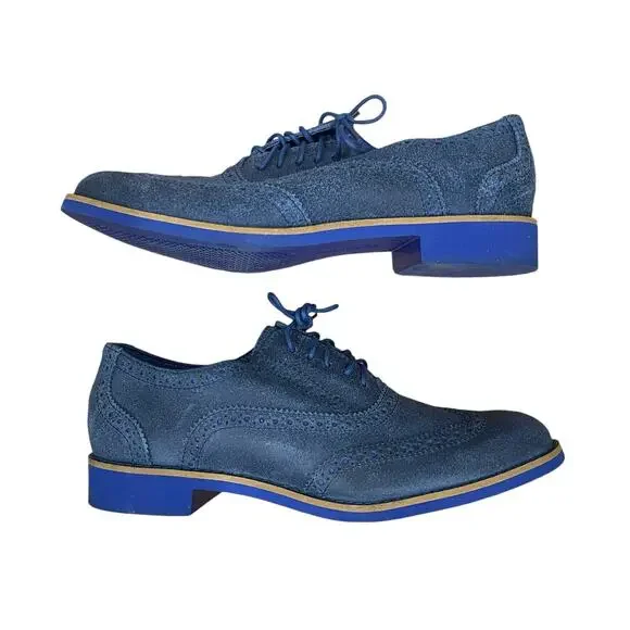 Cole Haan Women’s Alisa Blue Cobalt Almond Toe Wingtip Oxford Lace-Up Shoe Sz 8 - Picture 8 of 9